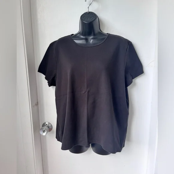 Eileen Fisher Plus Size Black Jersey Crew Neck Short Sleeve Tee Top 1X - Picture 2 of 8